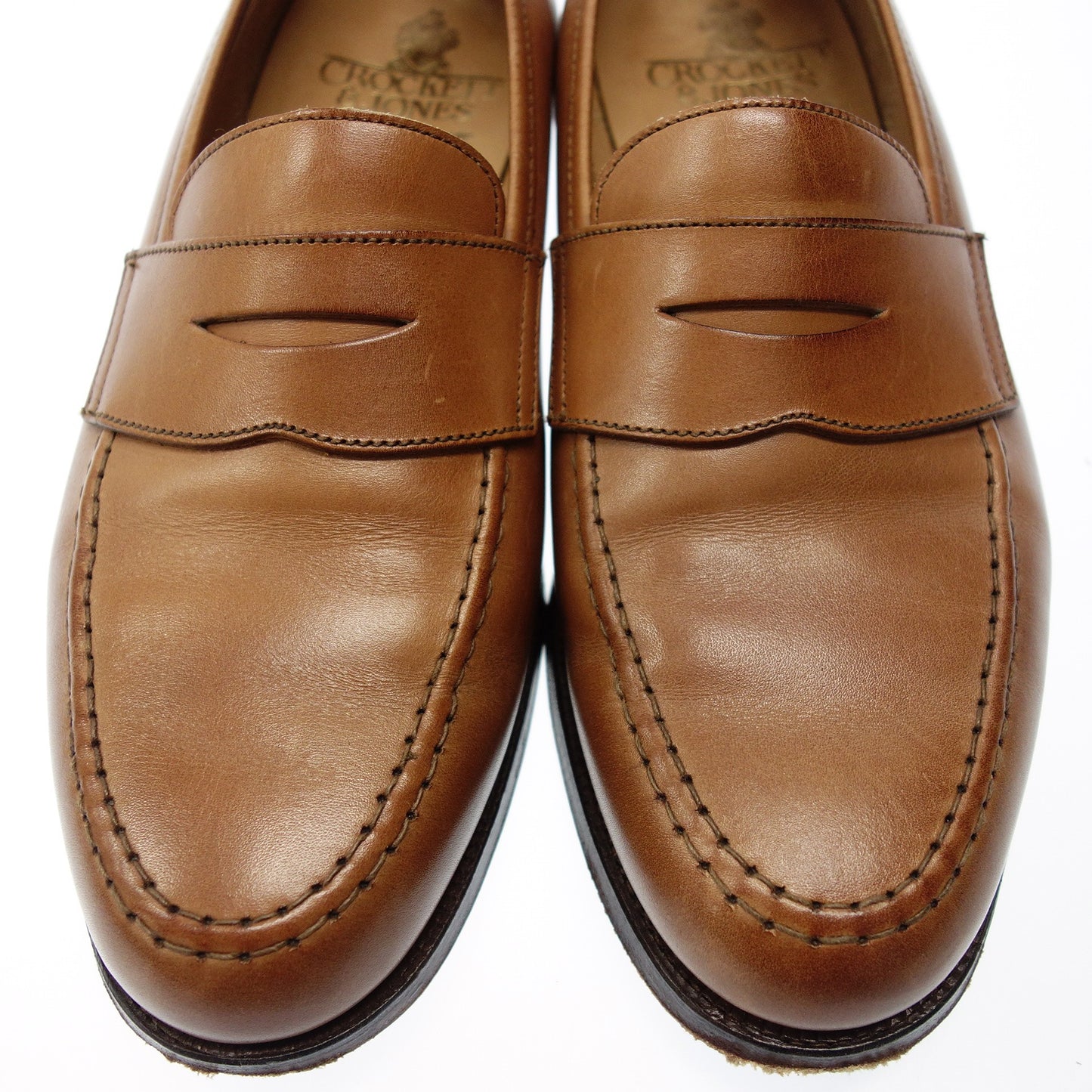 美品◆クロケット&ジョーンズ コインローファー レザー BOSTON メンズ 7E 茶 CROCKETT&JONES【AFC50】