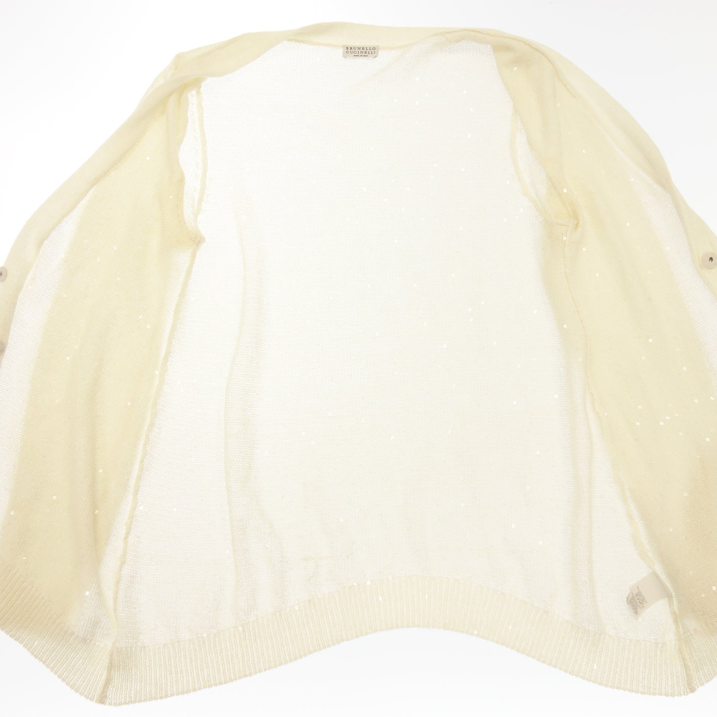美品◆ブルネロクチネリ ニットカーディガン スパンコール シルク レディース ホワイト サイズXS BRUNELLO CUCINELLI【AFB16】
