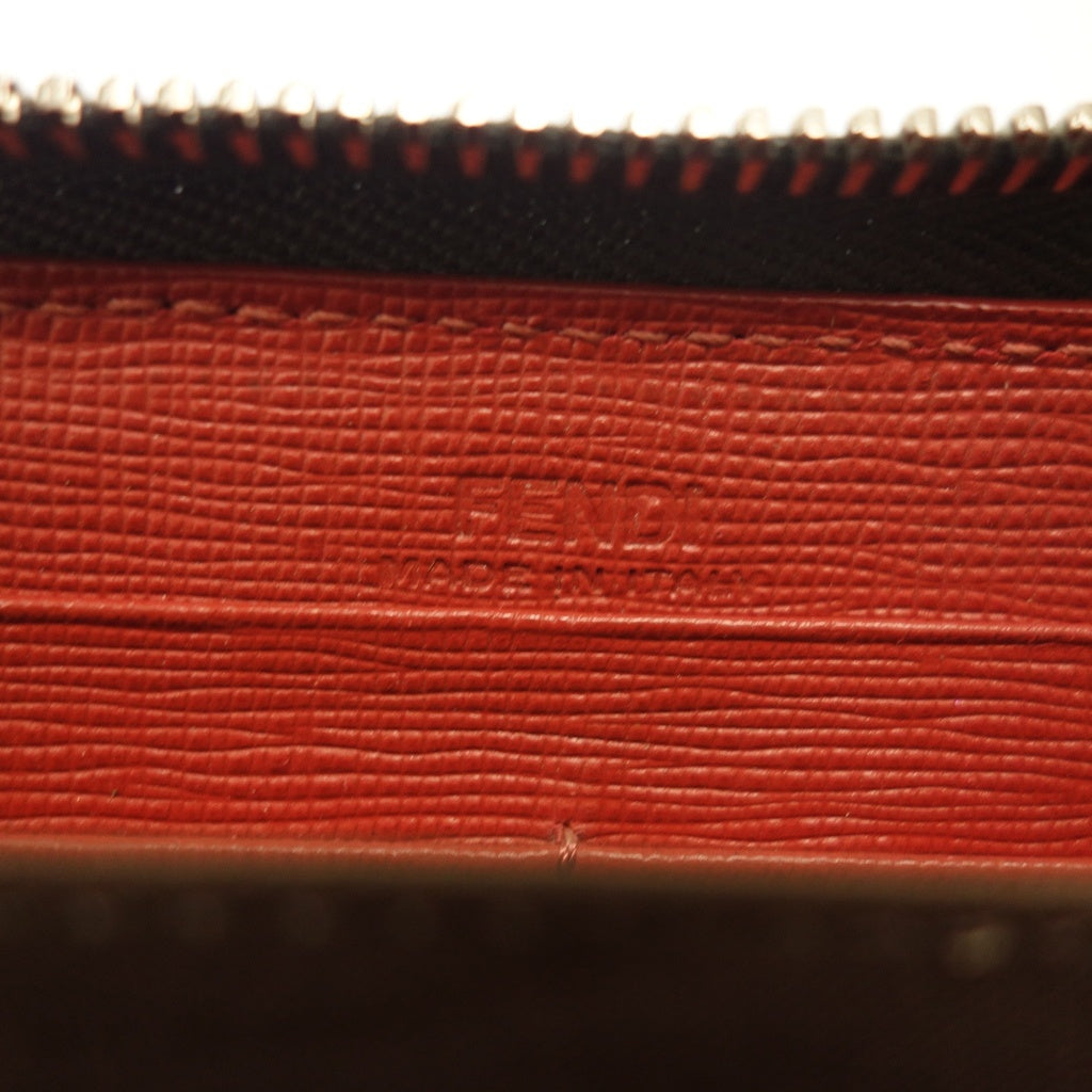美品◆フェンディ 長財布 バグズアイ ラウンドジップ レザー FENDI【AFI16】