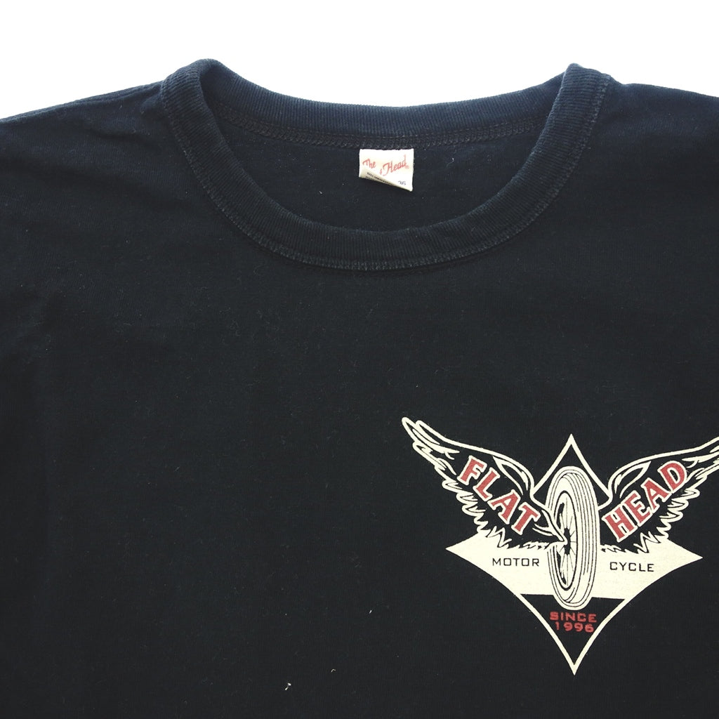 中古◆フラットヘッド ロングT カットソー 袖&バック プリント メンズ 36 黒 FLATHEAD 【AFB2】