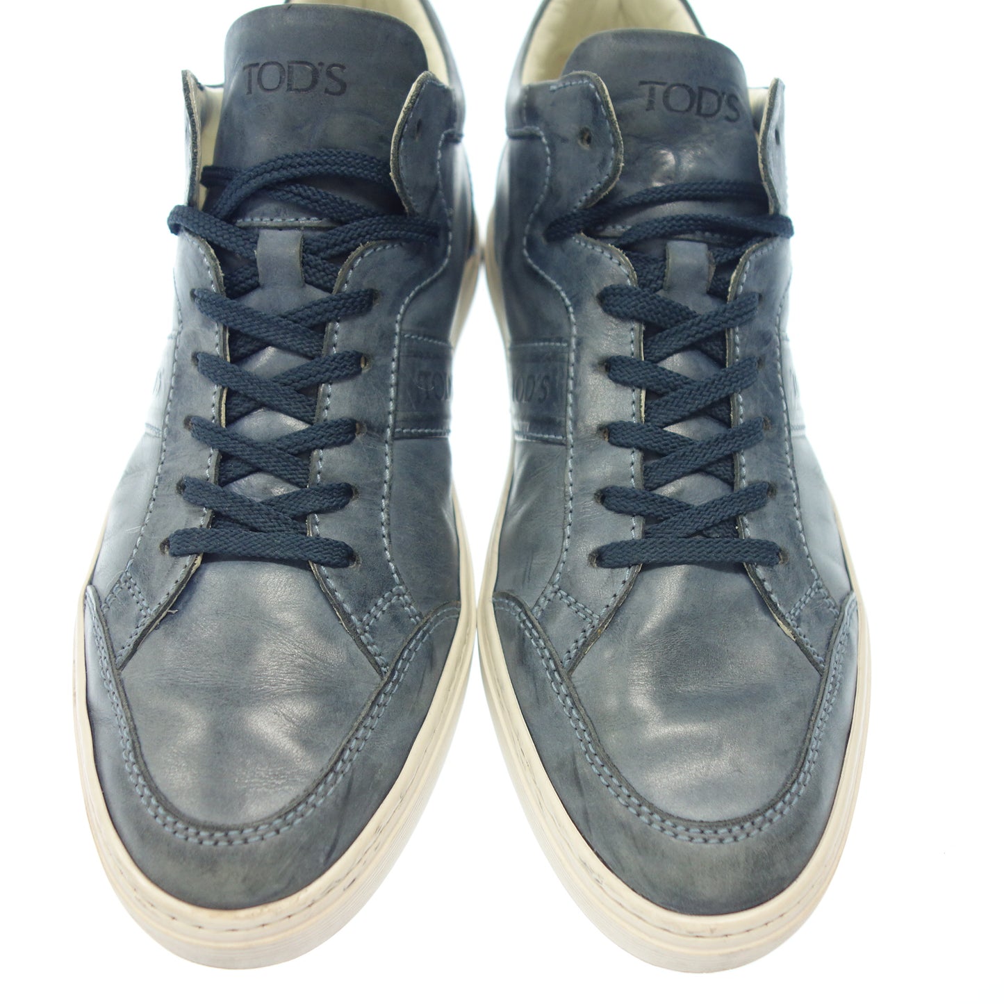美品◆トッズ ローカットスニーカー レザー メンズ 7.5 ブルー系 TOD'S【AFC1】