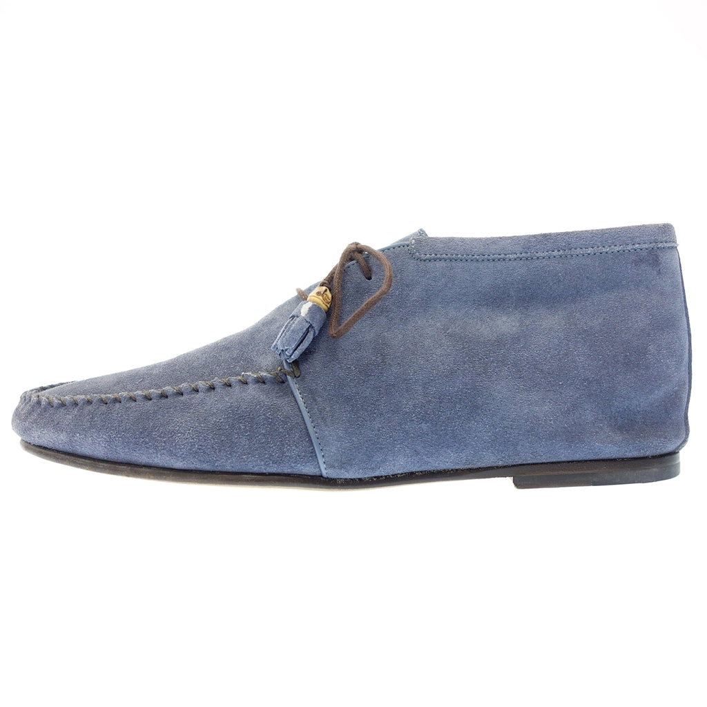 美品◆グッチ レザーシューズ チャッカブーツ モカシン スエード メンズ ブルー サイズ6.5 Gucci【LA】