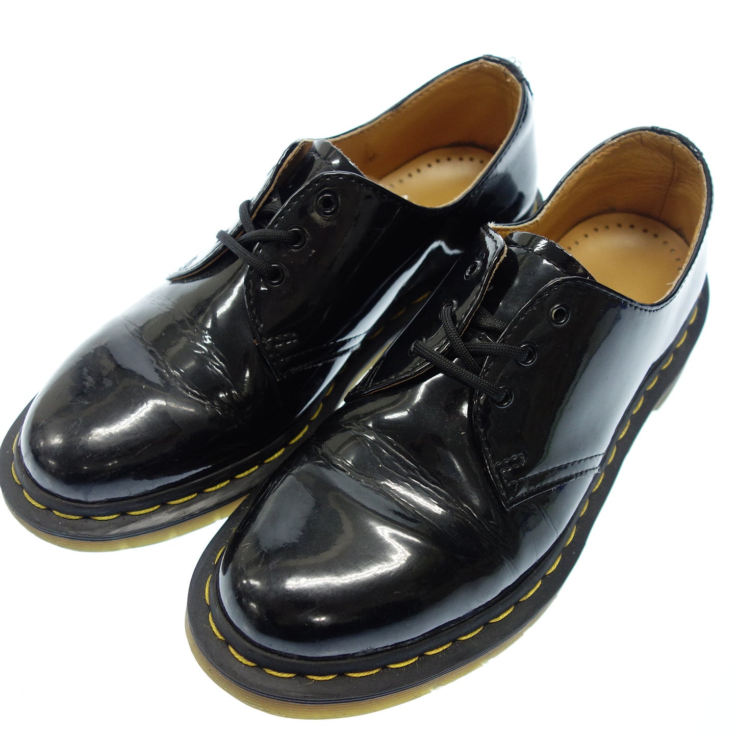 ドクターマーチン 3ホール ラバーソール パテントレザーシューズ メンズ 6 黒 Dr.Martens【AFC19】【中古】