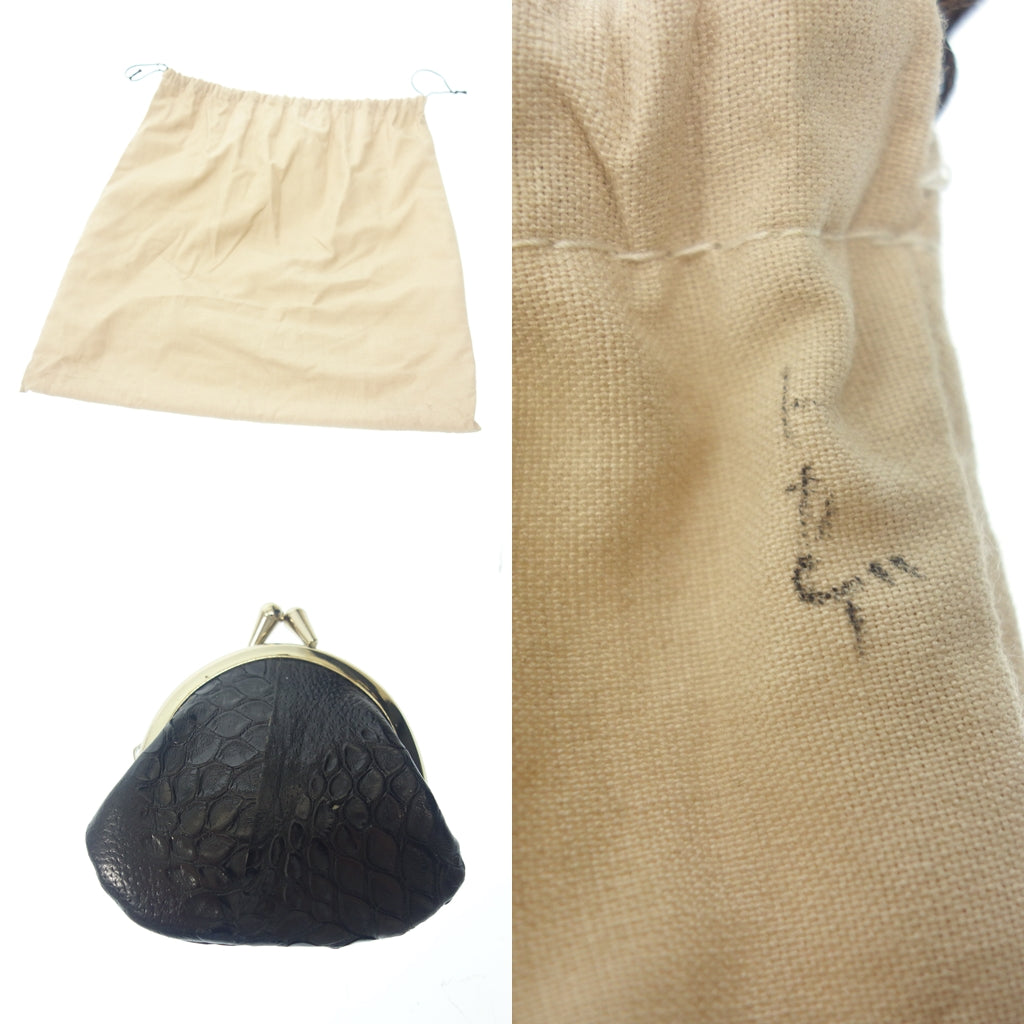 美品◆センザンコウ 穿山甲 ハンドバッグ ブラック ゴールド金具【AFE8】