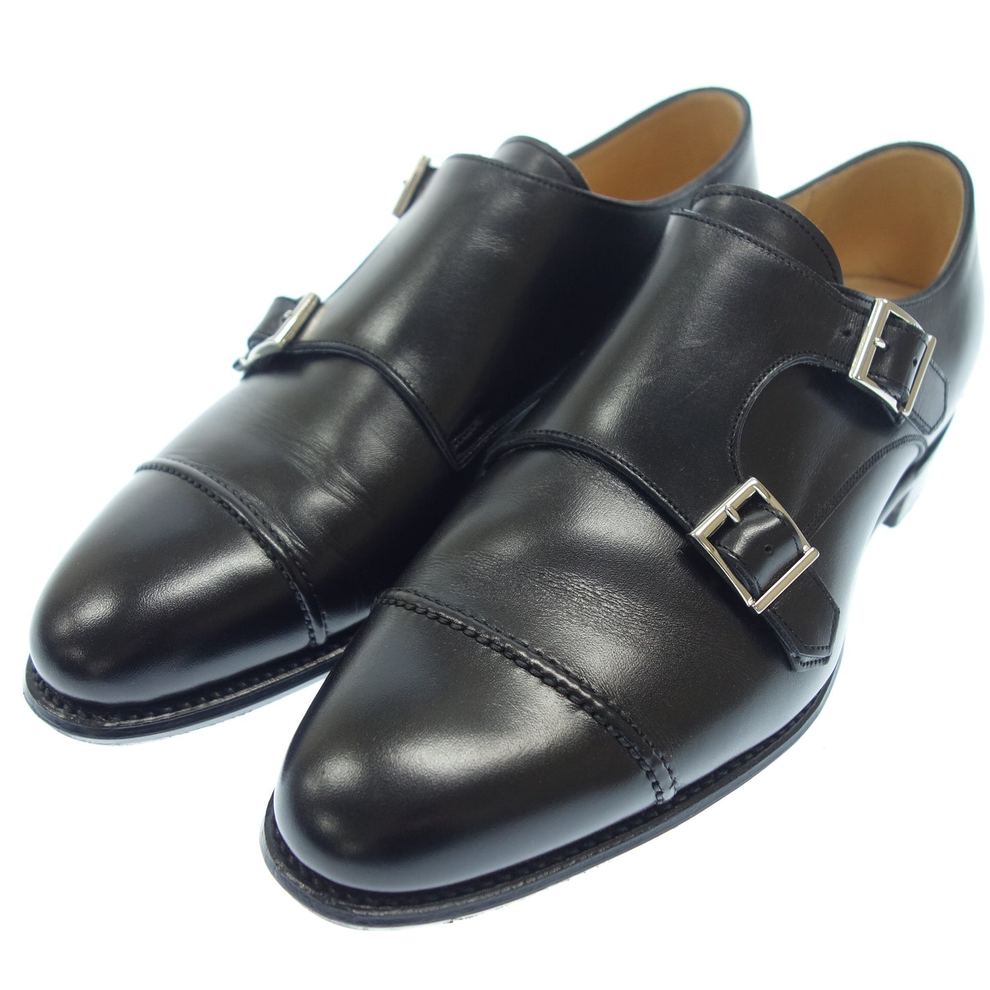 美品◆三陽山長 レザーシューズ ダブルモンク 源四郎 メンズ ブラック サイズ6.5【LA】