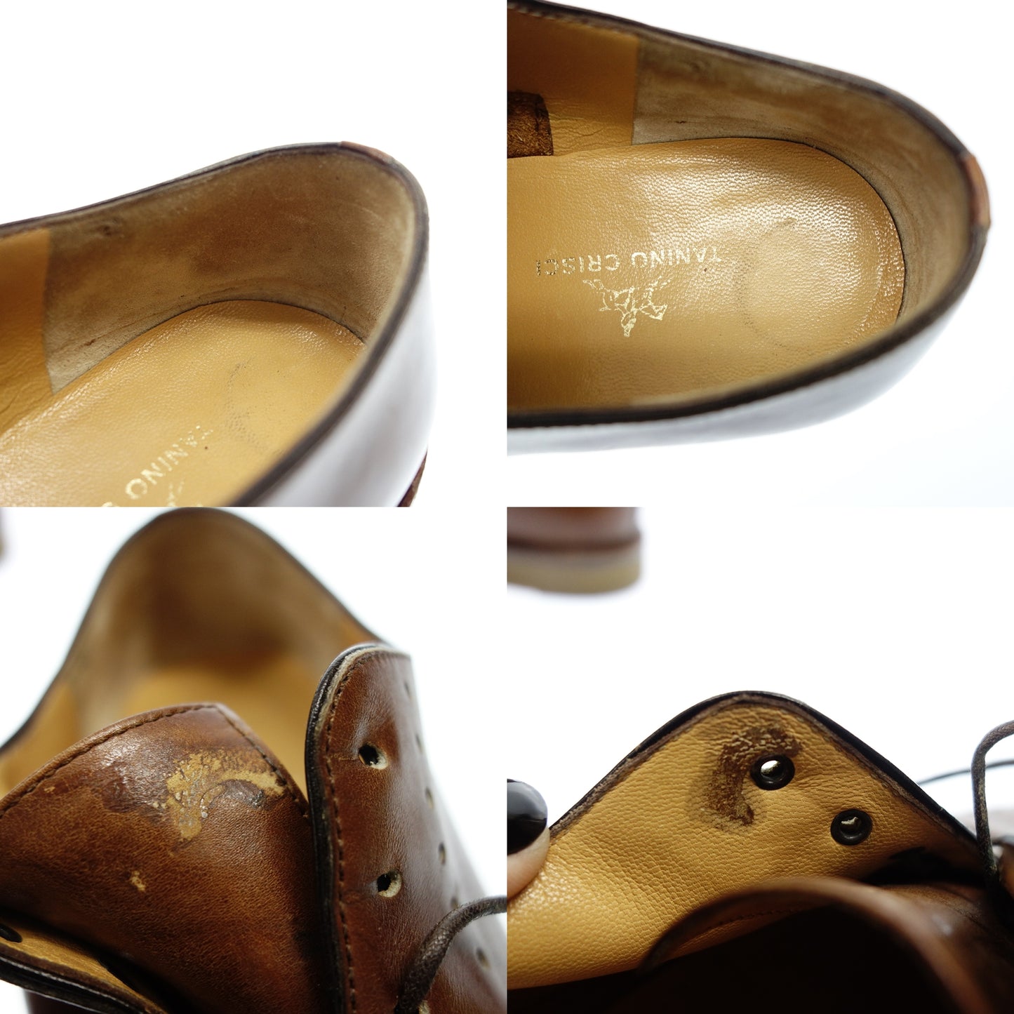 タニノクリスチー レザーシューズ ホールカット メンズ 5.5 茶 Tanino Criscici【AFC51】【中古】
