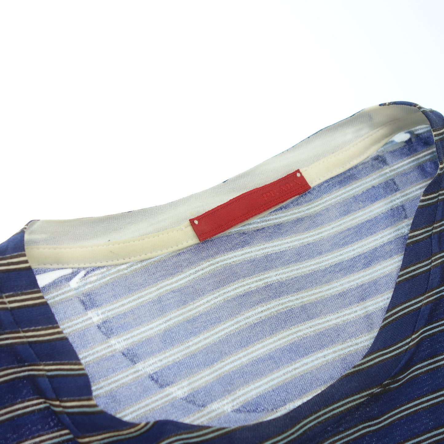 プラダ ロングTシャツ ボーダー プリント メンズ M 青 PRADA【AFB7】【中古】