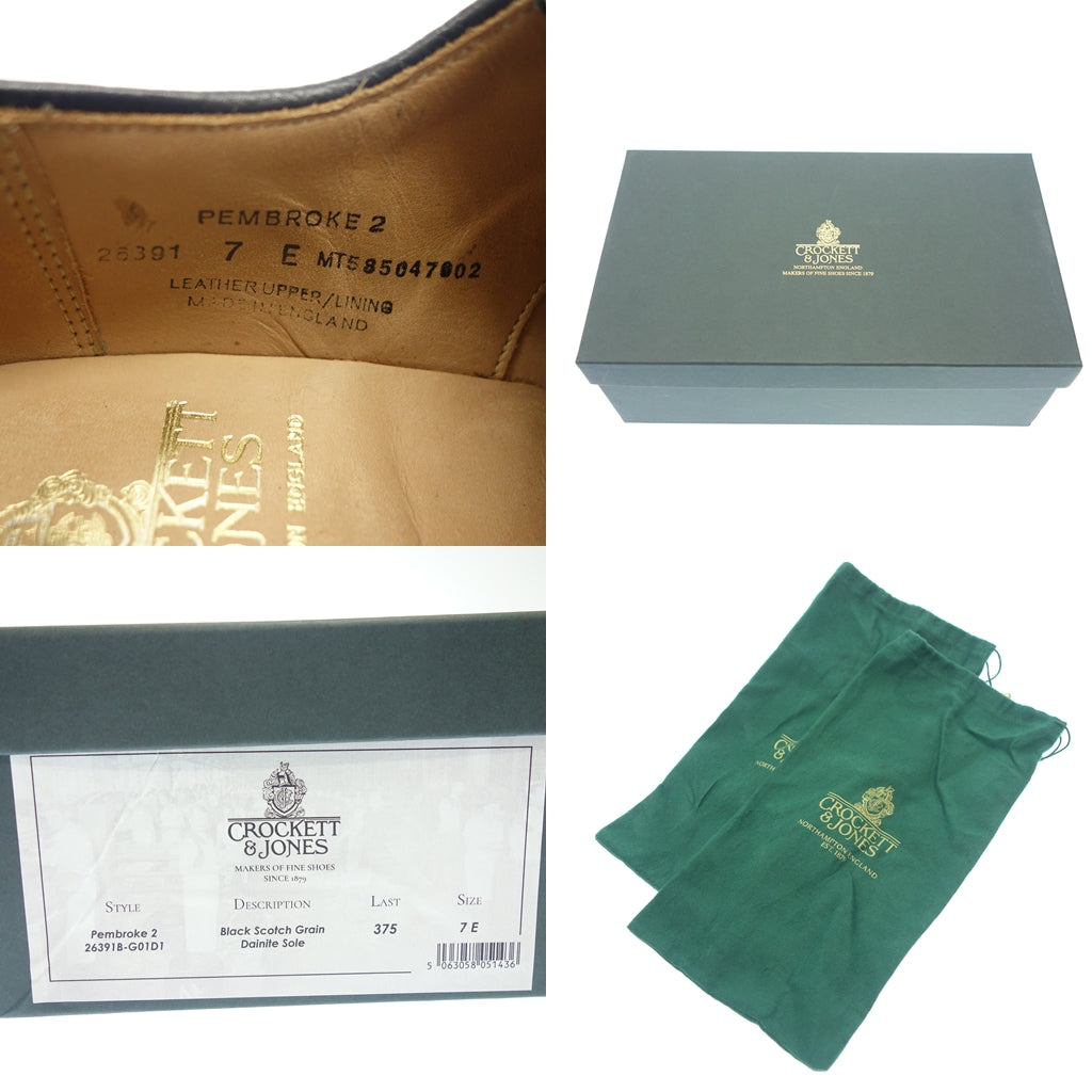 美品◆クロケット&ジョーンズ ウイングチップレザーシューズ グレイン ペンブローク2 メンズ サイズ7E ブラック Crockett&Jones PEMBROKE 2【LA】