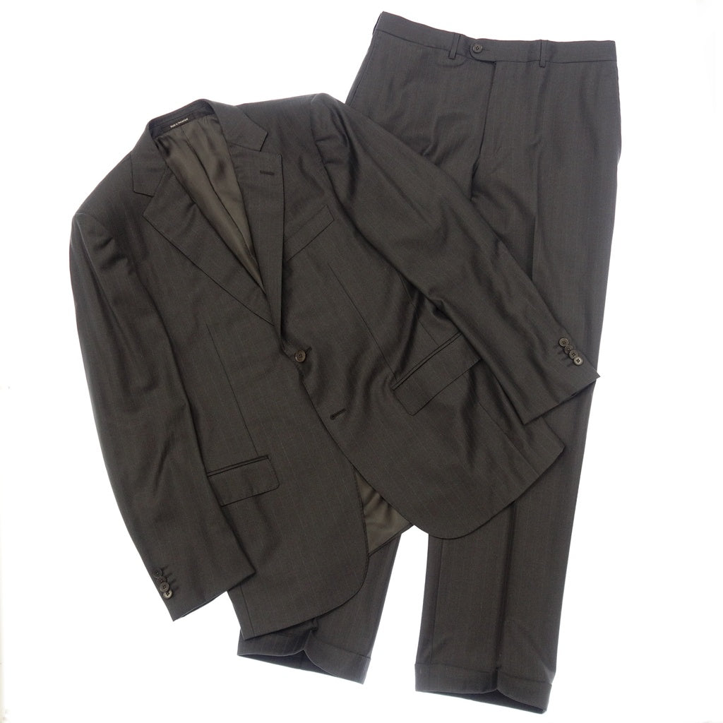 美品◆エルメネジルド ゼニア スーツ セットアップ 2112R7 ストライプ メンズ ネイビー系 サイズ50R Ermenegildo Zegna【AFB31】