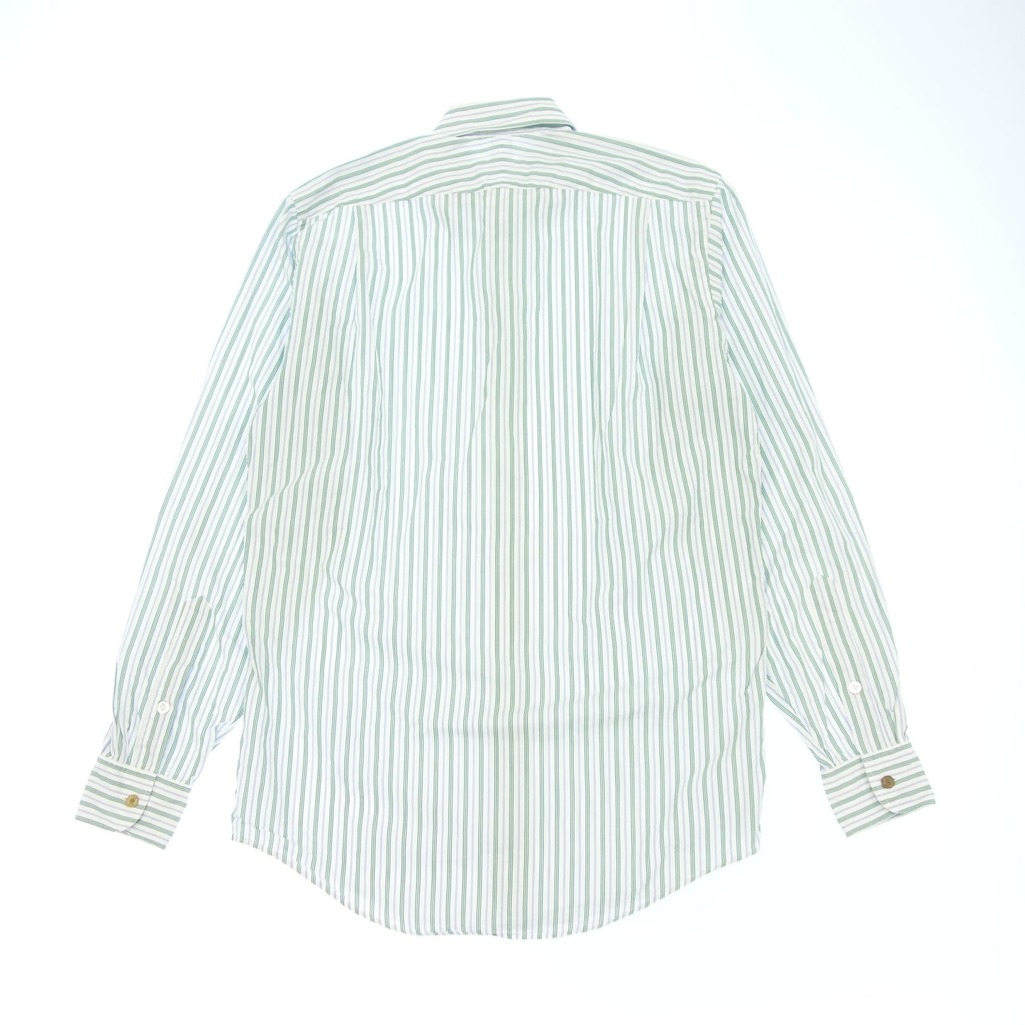 エルメス 長袖シャツ ストライプ セリエボタン メンズ グリーン 38 HERMES【AFB1】【中古】