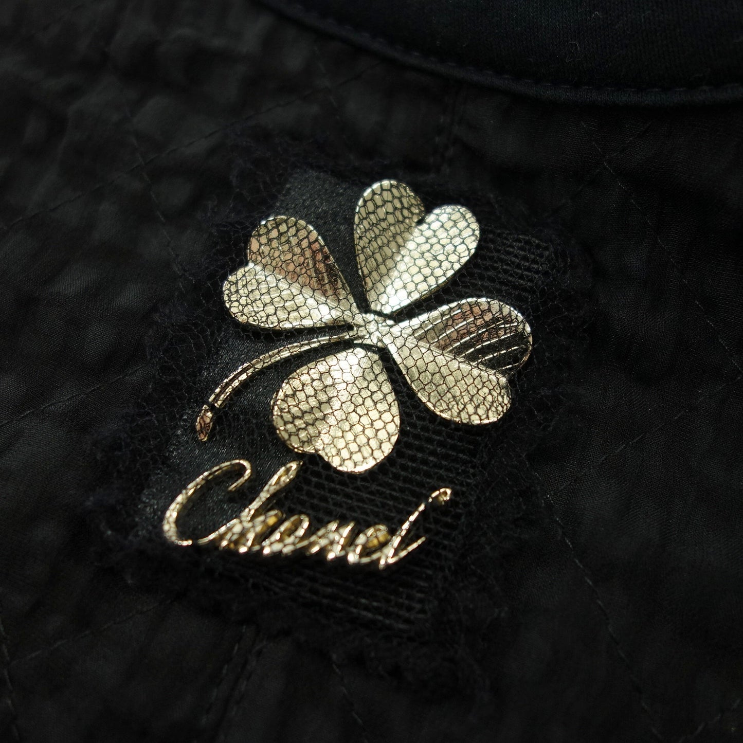 シャネル ノースリーブ カットソー トップス 09A クローバー シルク レディース 34 黒 CHANEL【AFB22】【中古】