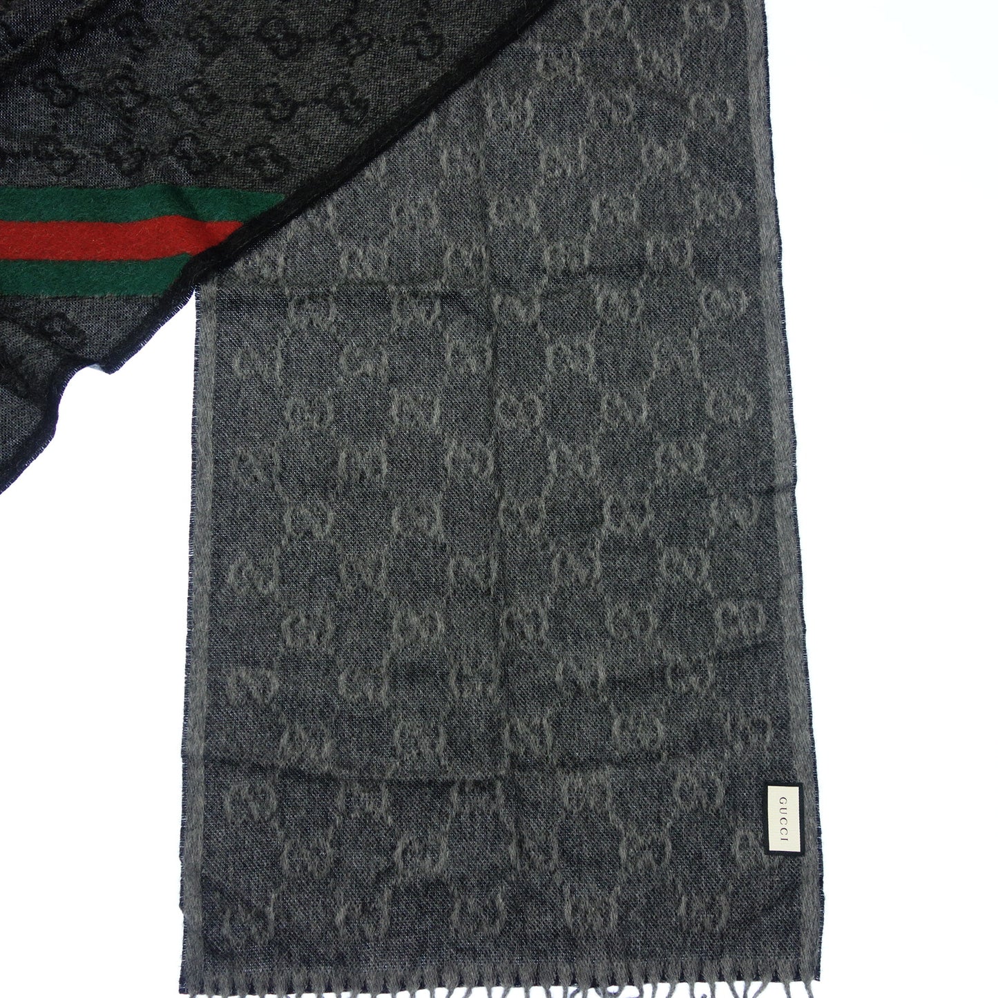 グッチ マフラー 570603 シェリーライン アルパカ GG柄 グレー GUCCI【AFI22】【中古】