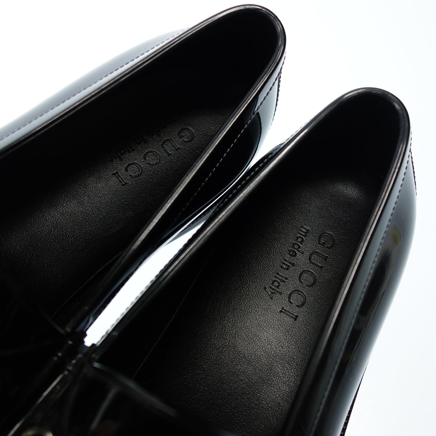グッチ ビットローファー パテントレザー メンズ 7 黒 GUCCI【AFC29】【中古】