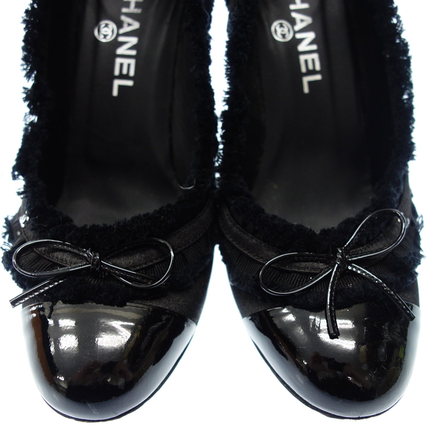 シャネル ヒールパンプス フリル サテン ココマーク レディース 38 黒 CHANEL【AFD4】【中古】