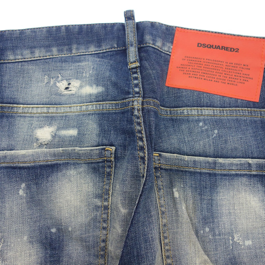 美品◆ディースクエアード デニムパンツ レッドパッチ ボタンフライ メンズ ブルー系 サイズ42 Dsquared2【AFB14】