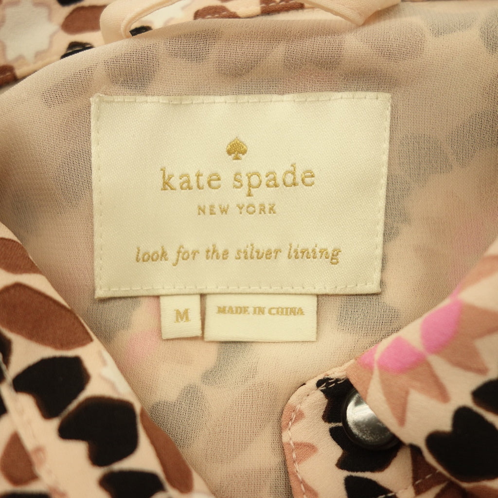 中古◆ケイトスペード ノースリーブワンピース 総柄 レディース ピンク系×黒 サイズM kate spade【AFB4】