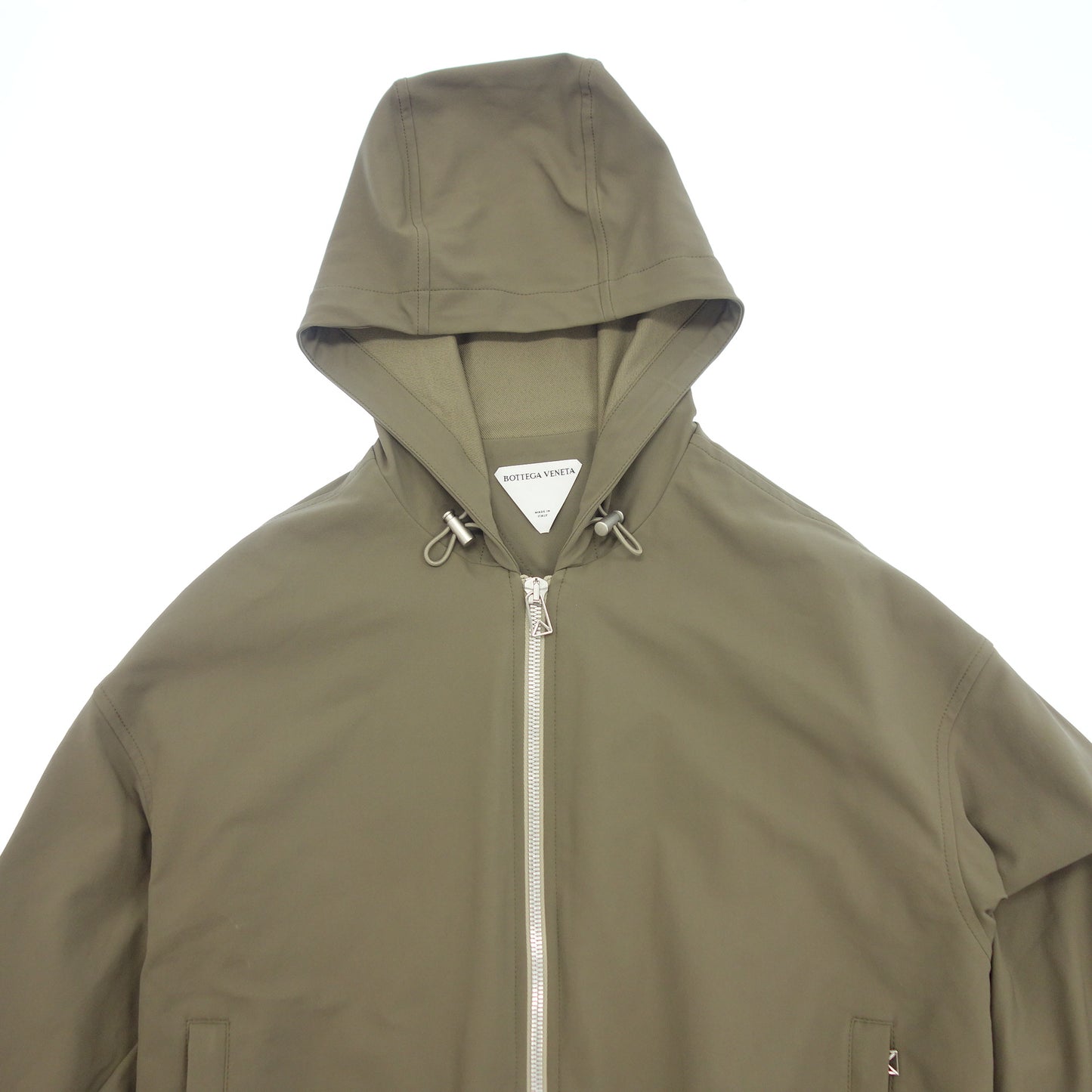 美品◆ボッテガヴェネタ ジップアップジャケット フード付き シルバー金具 メンズ サイズ50 ベージュ系 BOTTEGA VENETA【AFB5】