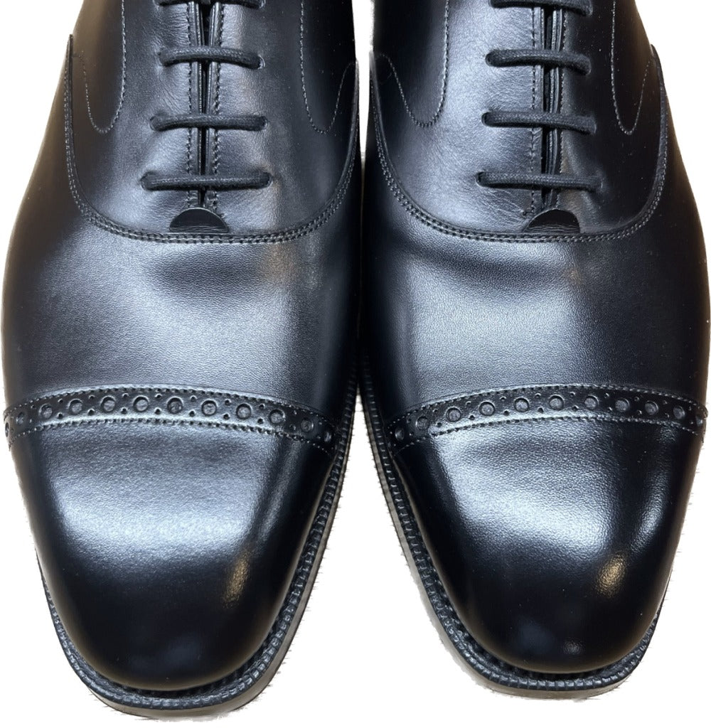 未使用◆エドワードグリーン パンチドキャップトゥ チャーチル CHURCHILL 黒 UK7.5 EDWARD GREEN