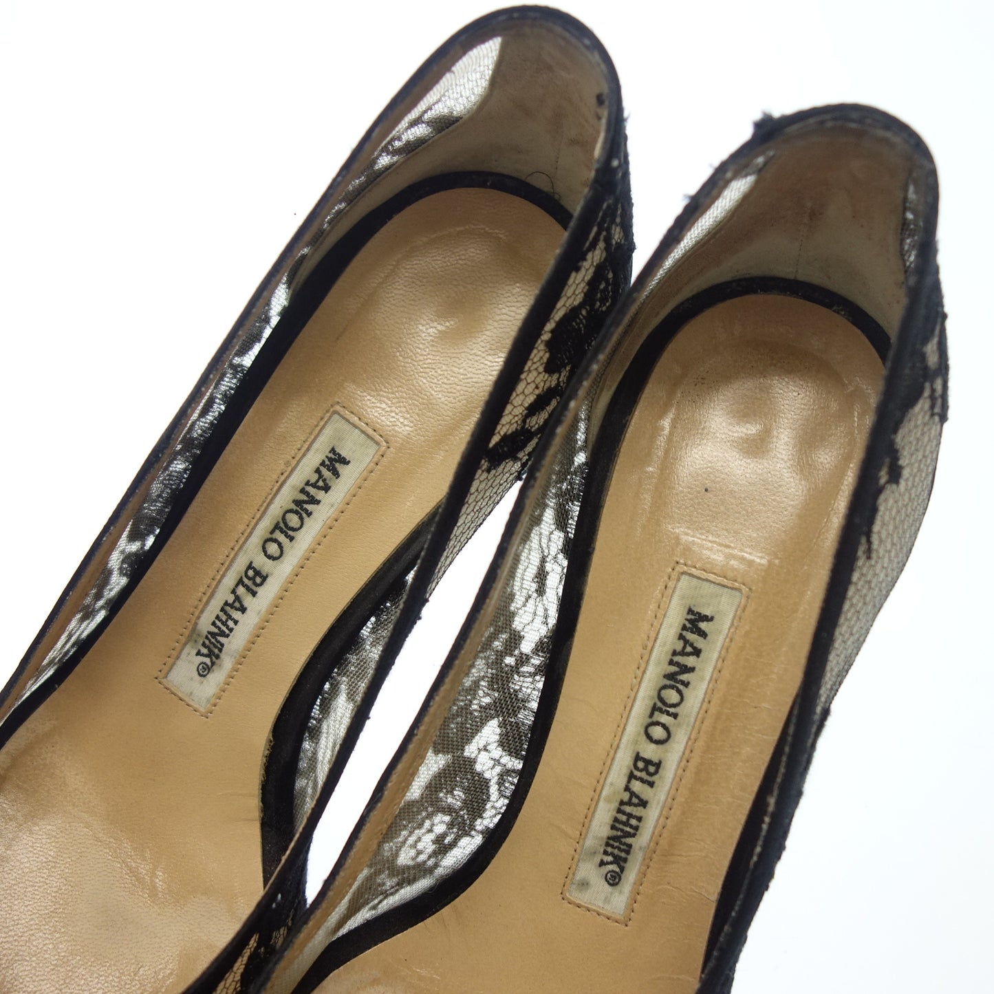 マノロブラニク ヒールパンプス レース レディース 36 黒 MANOLO BLAHNIK【AFC10】【中古】