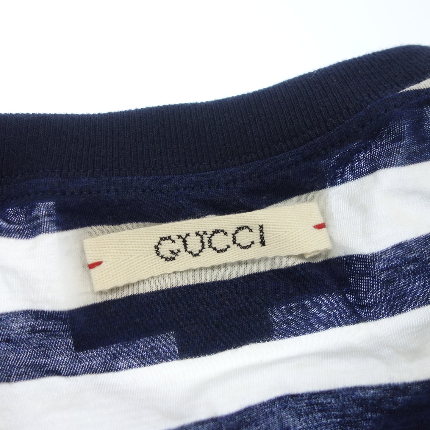 グッチ ボーダーTシャツ 16SS コットン&シルク 431142-X7445 メンズ S 青×白 GUCCI【AFB48】【中古】