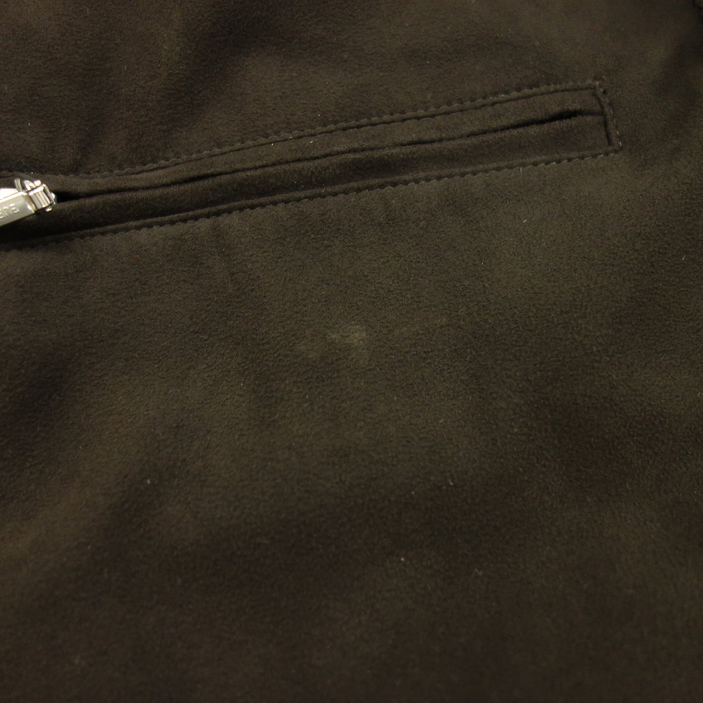 中古◆バーバリー ブラックレーベル ニットジャケット ジップアップ スエードレザー レディース サイズ2 ブラウン BURBERRY BLACK LABEL【AFB40】