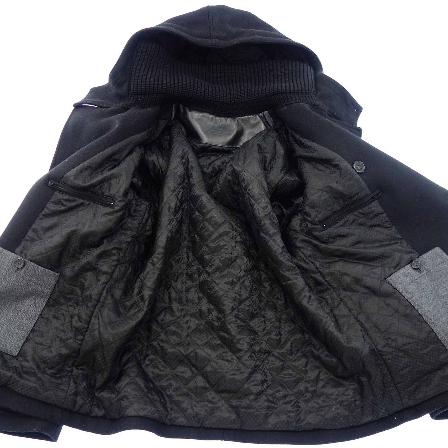 ドルチェ&ガッバーナ ピーコート G0825T ニット切り替え ウール ブラック メンズ 54 DOLCE&GABBANA【AFA9】【中古】