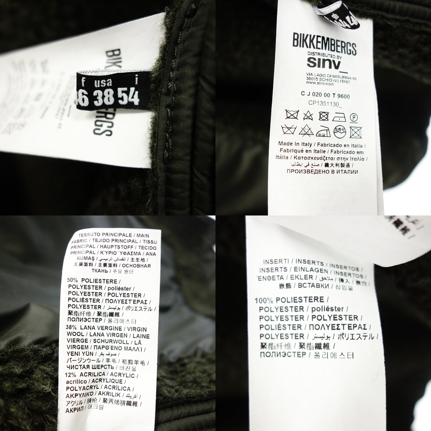 ビッケンバーグ フーデットコート 裏ボア 三者混 オリーブ メンズ 38 BIKKEMBERGS【AFA16】【中古】