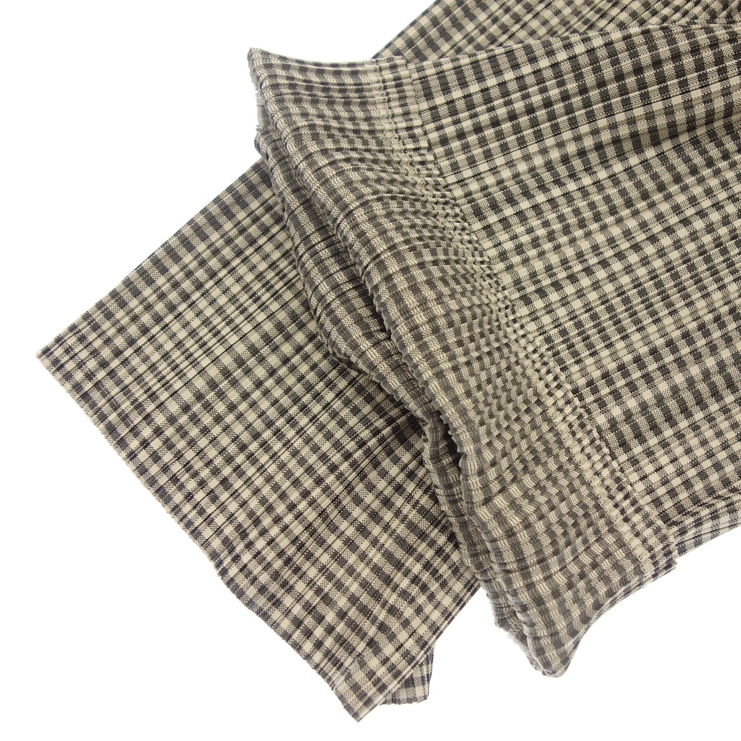 美品◆プリーツプリーズ イッセイミヤケ イージーパンツ PP81-JF594 チェック レディース 4 白×黒 PLEATS PLEASE ISSEY MIYAKE【AFB34】