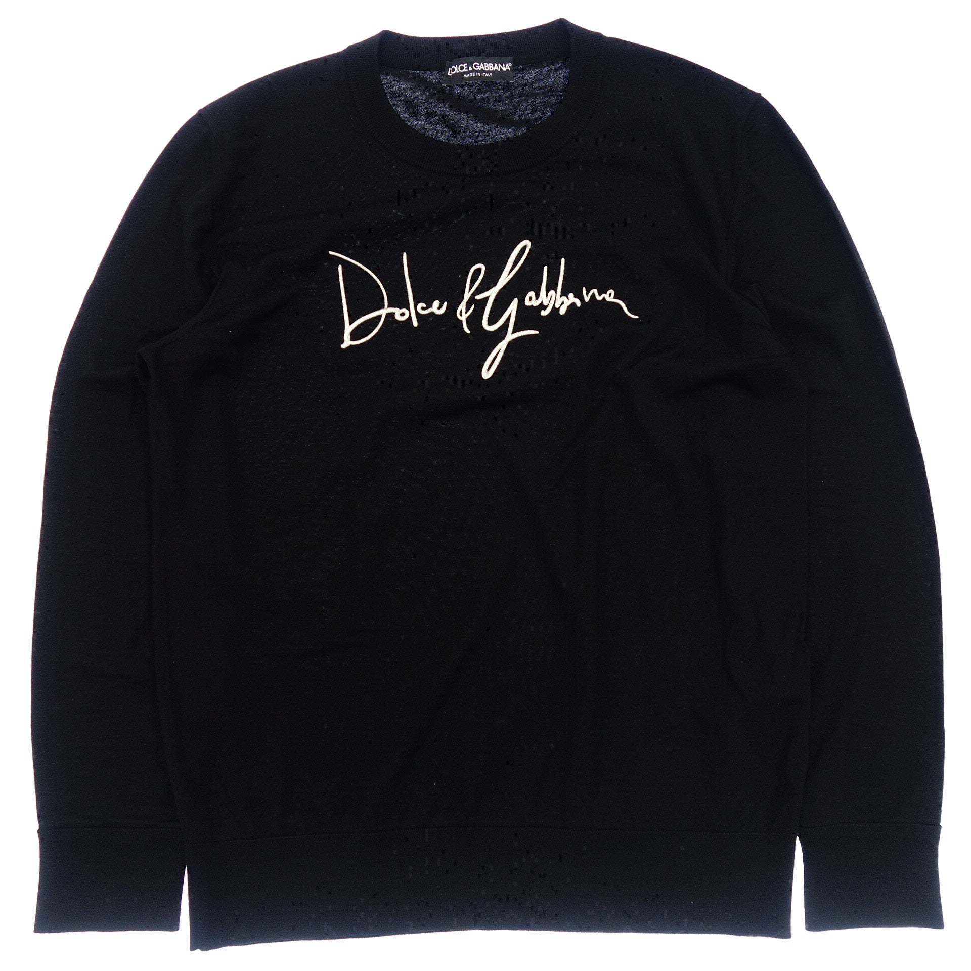 ドルチェ&ガッバーナ ニットセーター ロゴ刺繍 メンズ ブラック 52