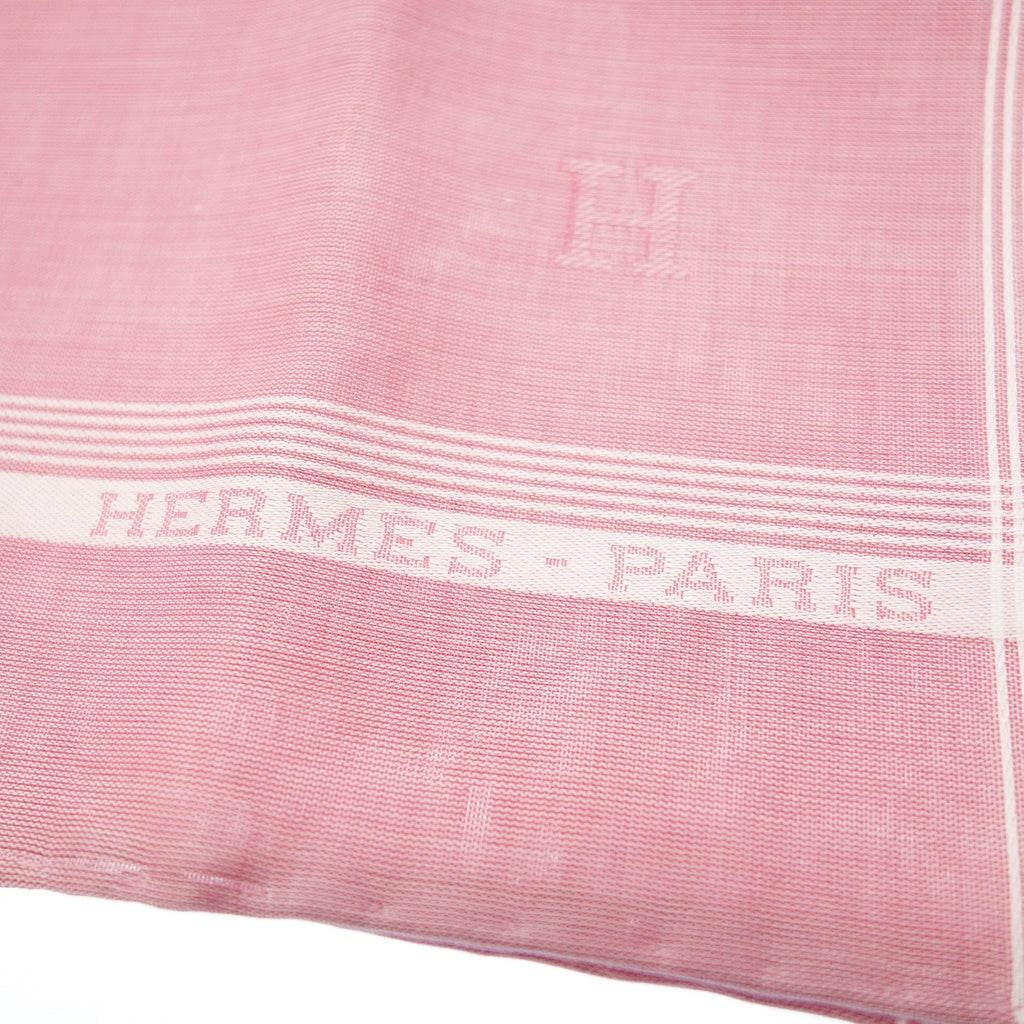 新品同様◆エルメス ハンカチ コットン100% ピンク系 箱付き HERMES【AFI9】