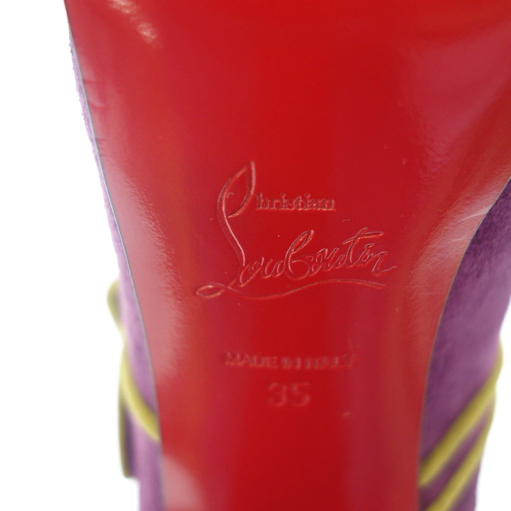中古◆クリスチャンルブタン スエードレザー ベルト ヒール パンプス シューズ レディース 35 紫系 Christian Louboutin【AFC6】