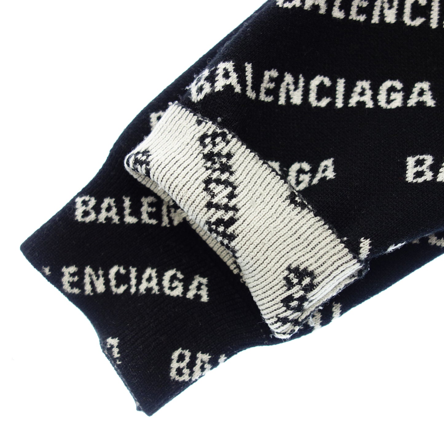 バレンシアガ ニットセーター ロゴ プルオーバー 719605 レディース ブラック M BALENCIAGA【AFB29】【中古】
