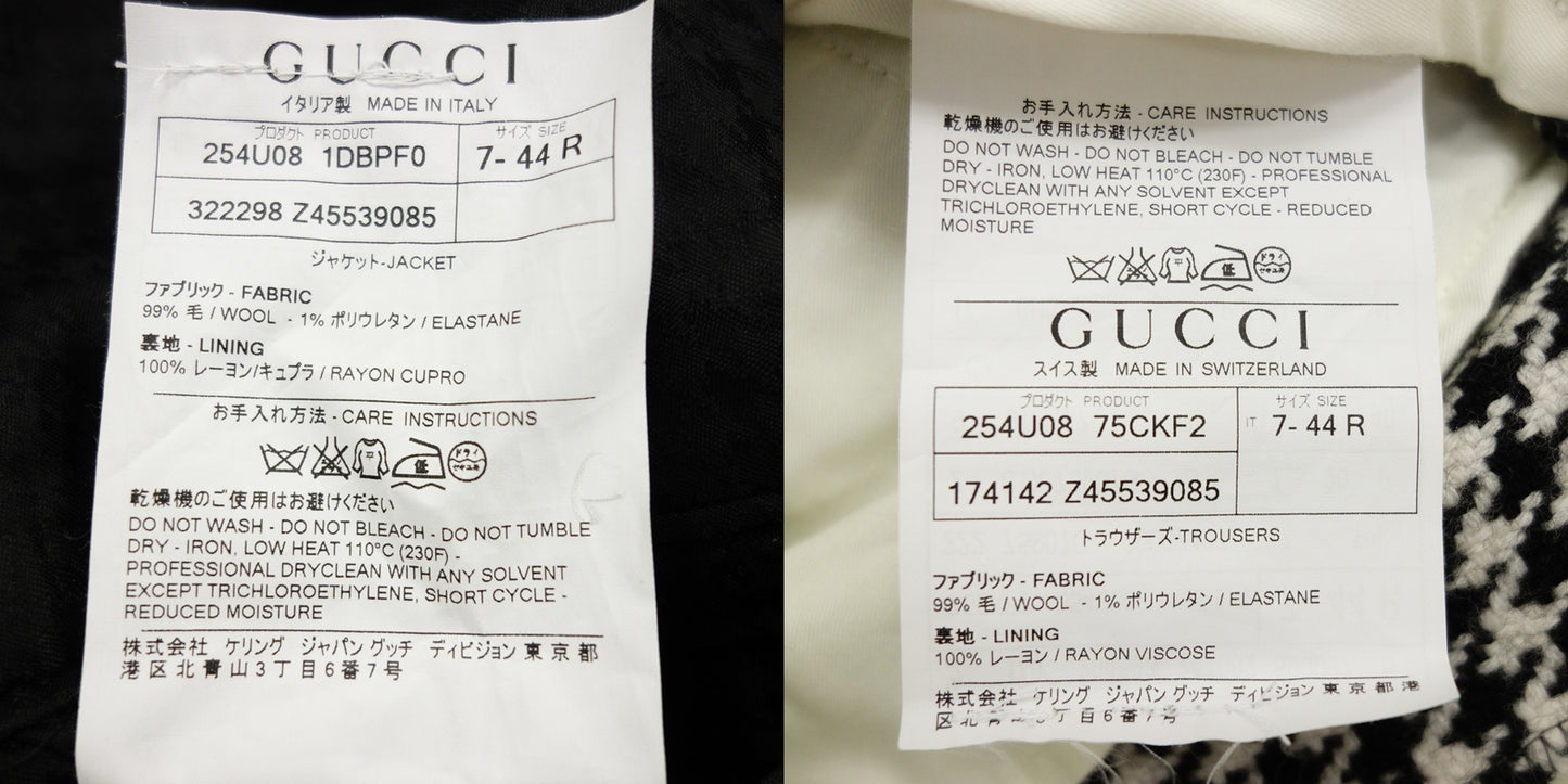 グッチ セットアップ 千鳥柄 2Bジャケット メンズ 白黒 GUCCI【AFB38】【中古】