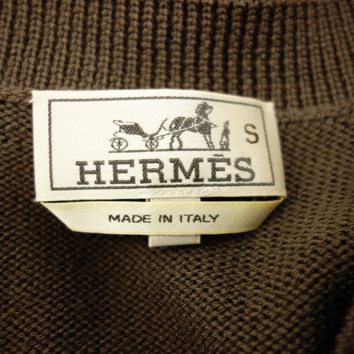 美品◆エルメス ニットセーター サイドジップ サイズM メンズ 茶 HERMES【AFB45】