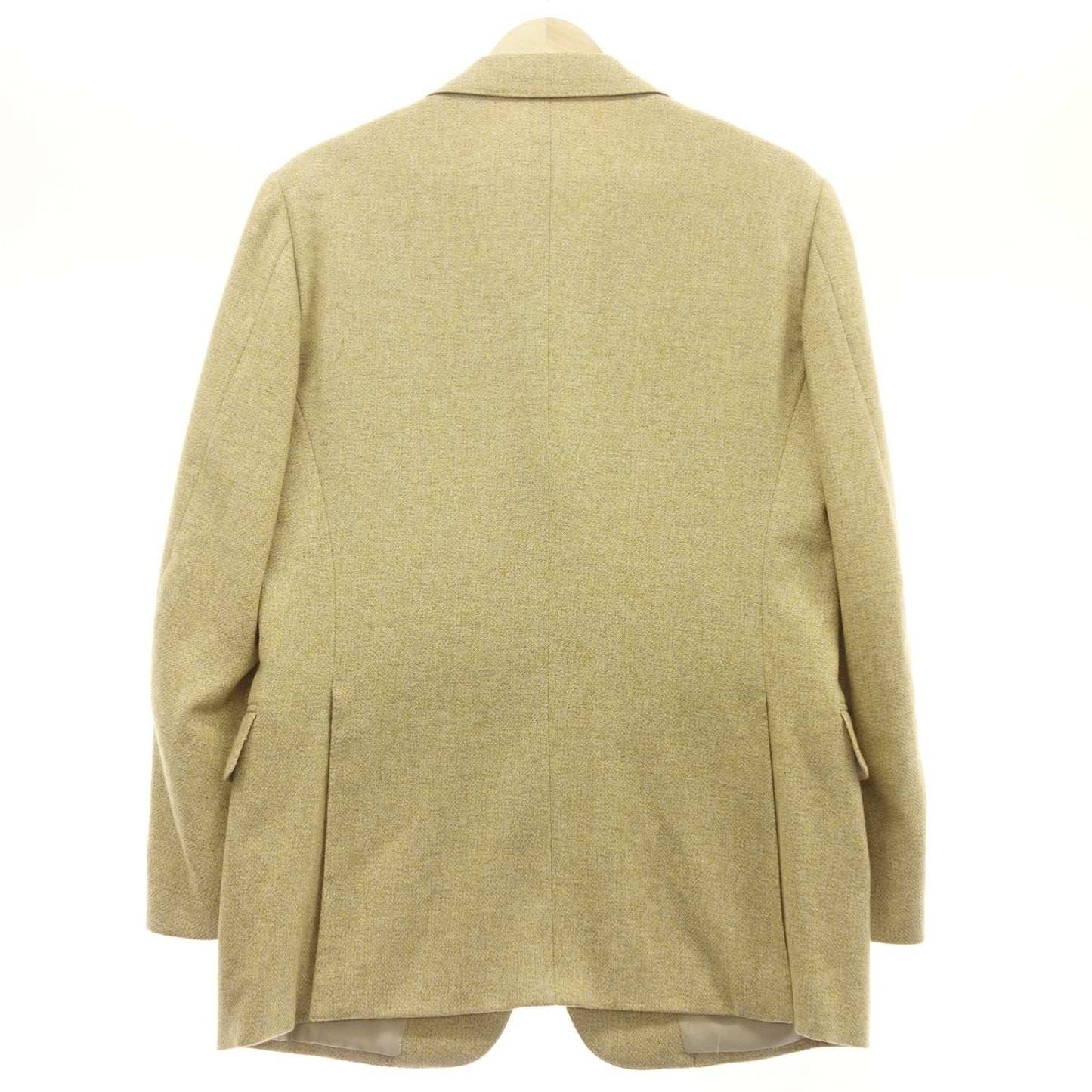 中古◆ストラスブルゴ 3Bジャケット ロロピアーナ カシミヤ100% 袖4つボタン 本切羽 イエロー&グレー メンズ STRASBURGO【AFB44】