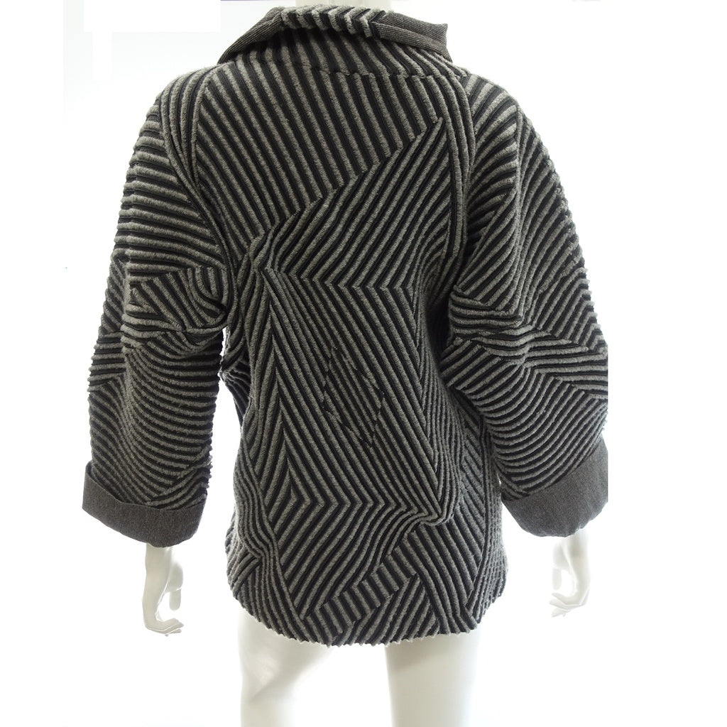 美品◆イッセイミヤケ チュニック IM84FJ515 ハイネック ニット レディース グレー サイズ2 ISSEY MIYAKE【AFB33】