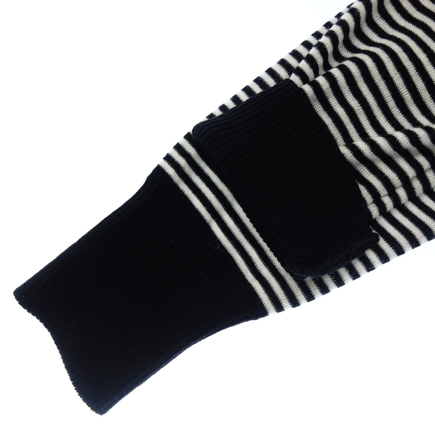 エムトリコ バイ モウショッフェ ニットセーター ミニボーダー クルーネック メンズ 2 ブラック/ホワイト AIME TRICOT by MAUCHAUFFEE【AFB41】【中古】