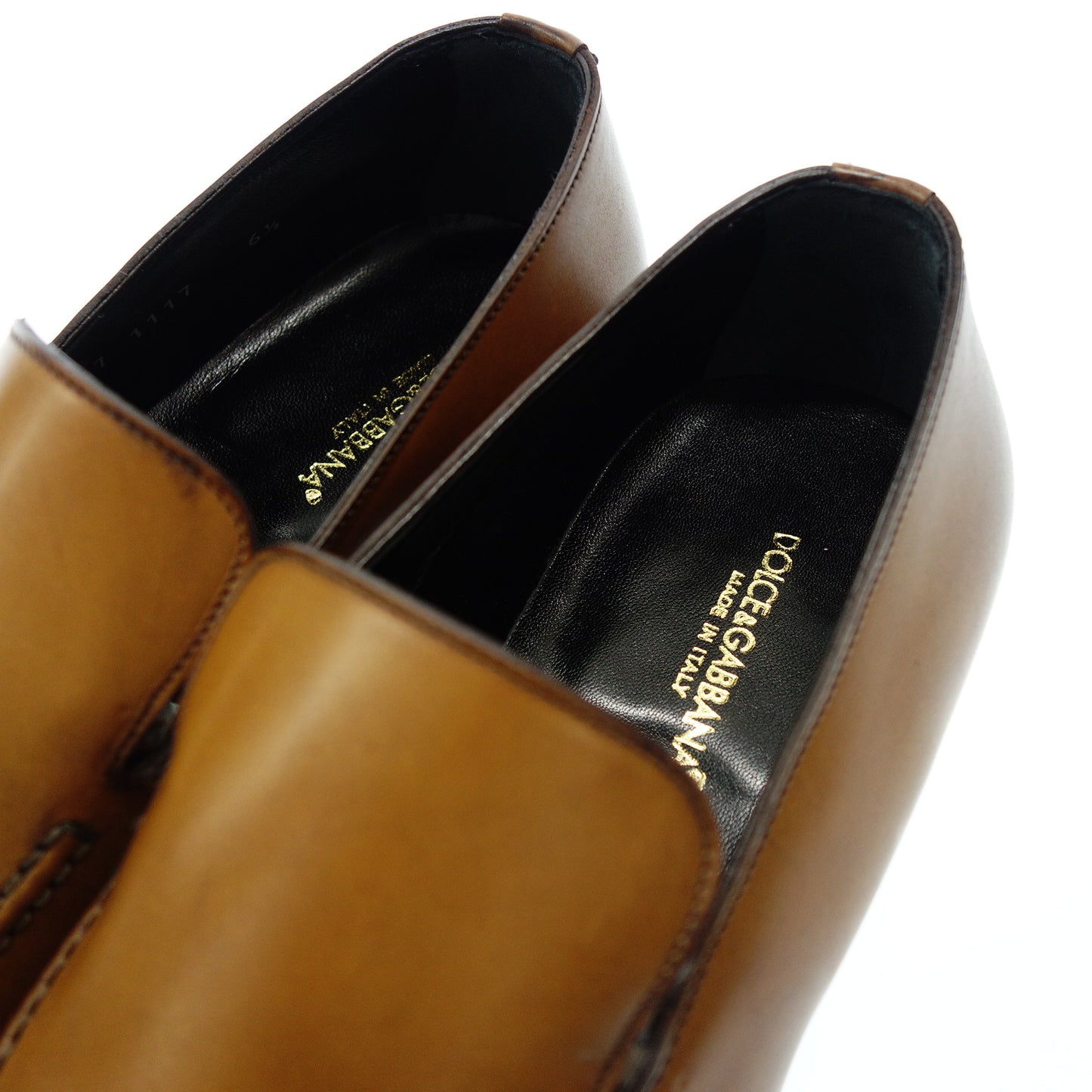 新品同様◆ドルチェ&ガッバーナ レザーローファー スリッポン メンズ 6.5 茶 DOLCE&GABBANA【AFD2】