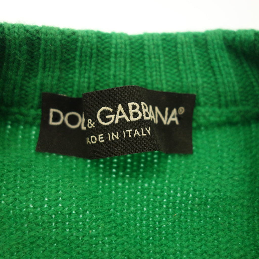 中古◆ドルチェ&ガッバーナ クルーネックニット カシミヤ100% メンズ グリーン サイズ46 DOLCE&GABBANA【AFB4】
