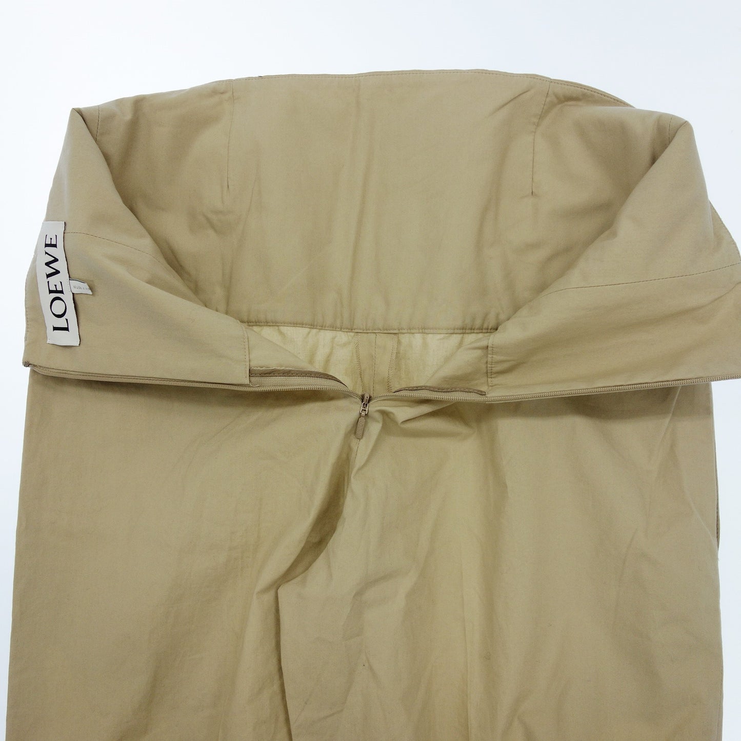 ロエベ コットンパンツ ハイウエスト レディース 36 ベージュ LOEWE【AFB6】【中古】