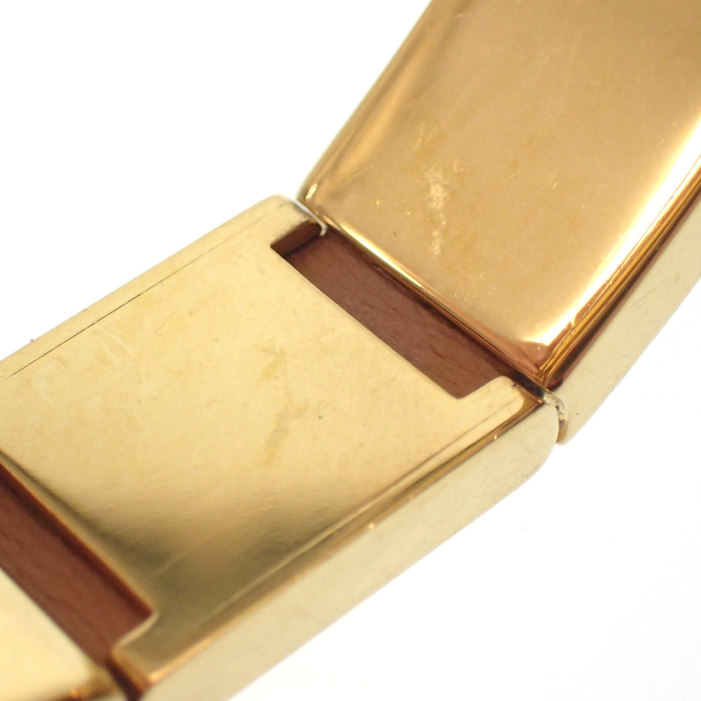 エルメス レザーブレスレット GP金具 ゴールド系 箱付き HERMES【AFI11】【中古】