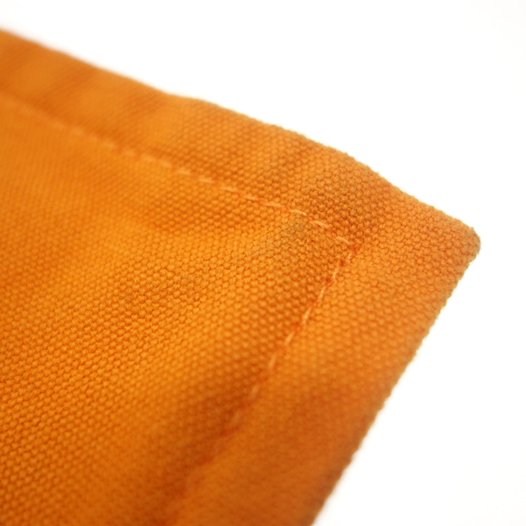 美品◆エルメス ボラボラポーチ キャンバス シルバー金具 3点セット オレンジ HERMES【AFE6】