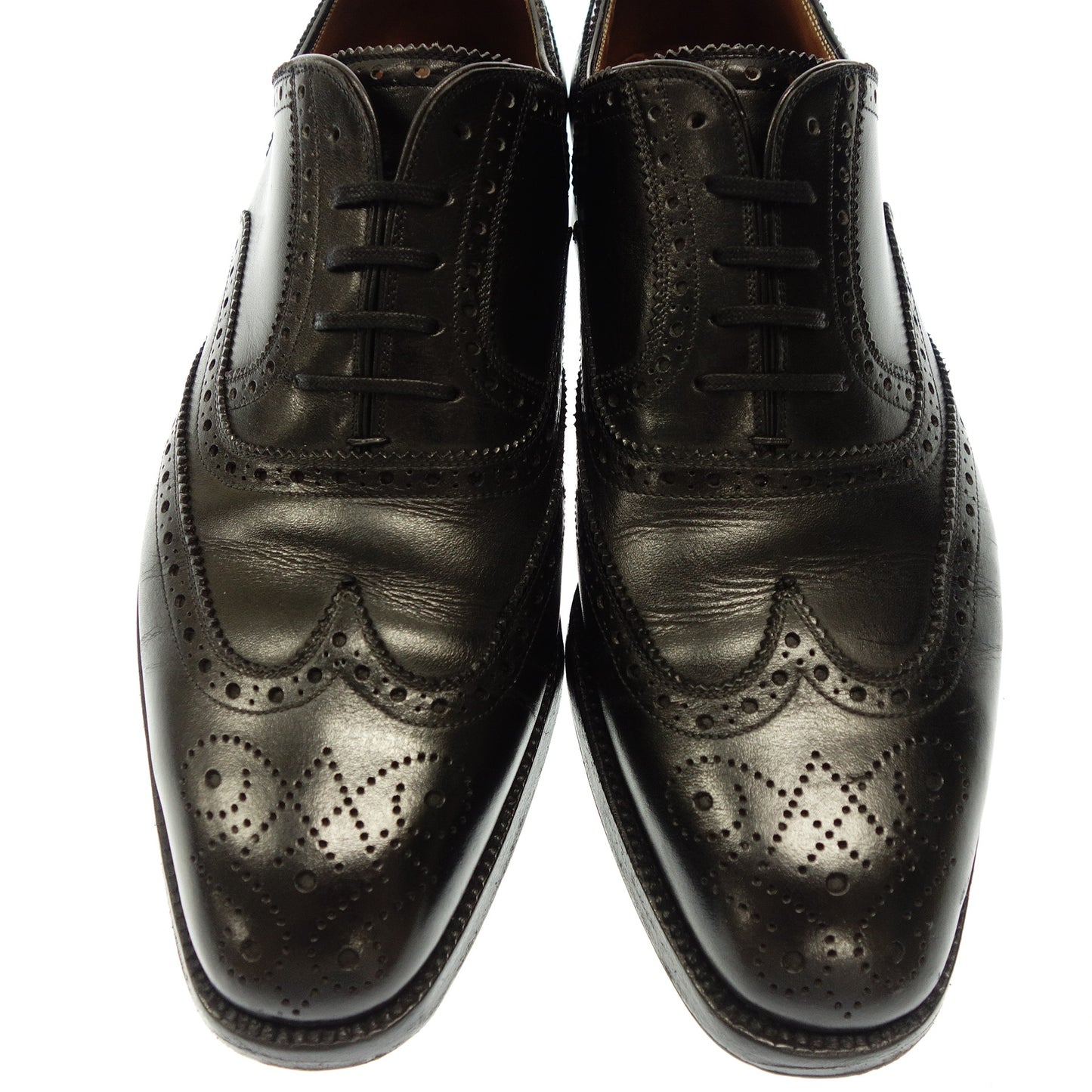 美品◆ステファノベーメル レザーシューズ フルブローグ メンズ 黒 40 Stefano Bemer【LA】