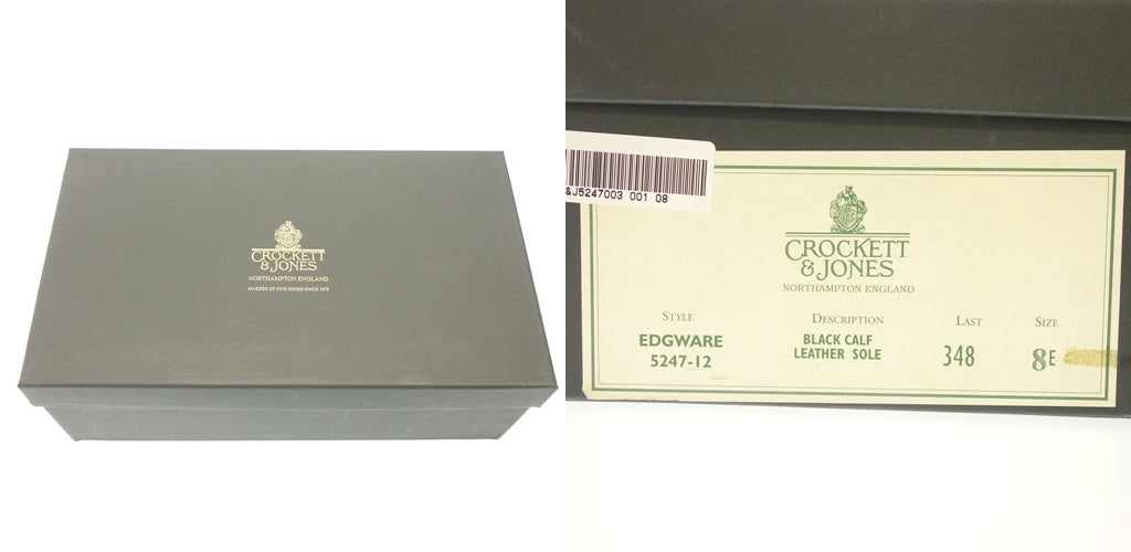 中古◆クロケット&ジョーンズ レザーシューズ ウェッジウェア メンズ ブラック サイズUK8E CROCKETT&JONES EDGWARE【LA】