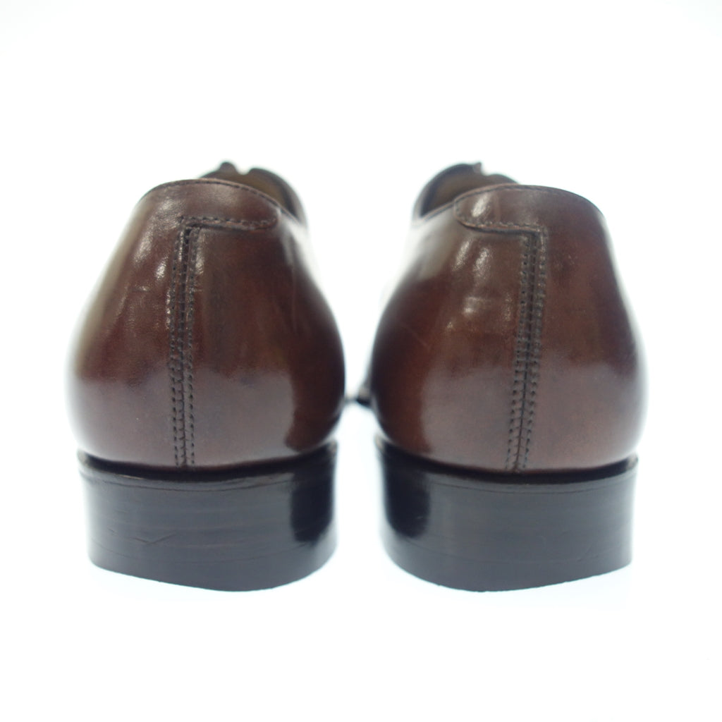 美品◆三陽山長 レザーシューズ パンチドキャップトゥ 勇也 メンズ 6.5 茶系【LA】
