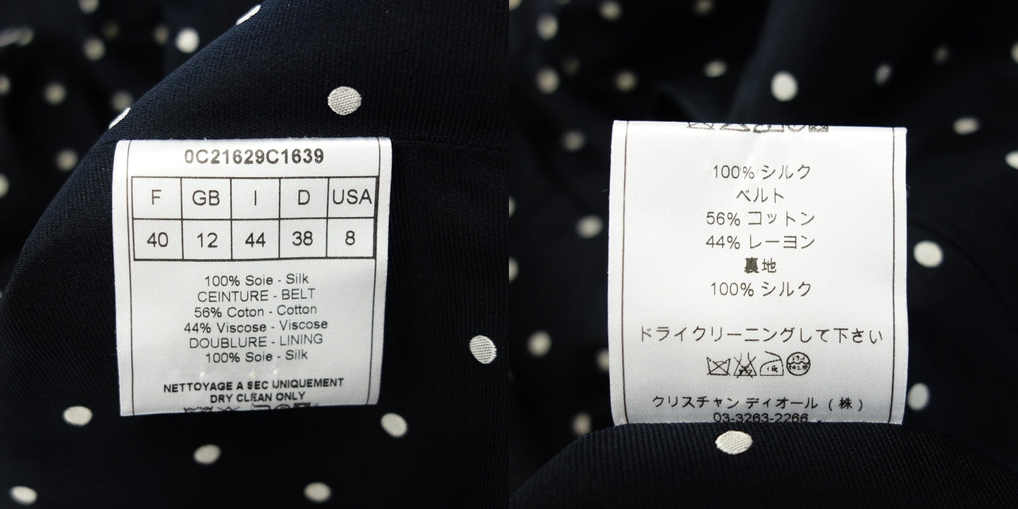 クリスチャンディオール ワンピース ドット レディース ネイビー 40 Christian Dior【AFB29】【中古】