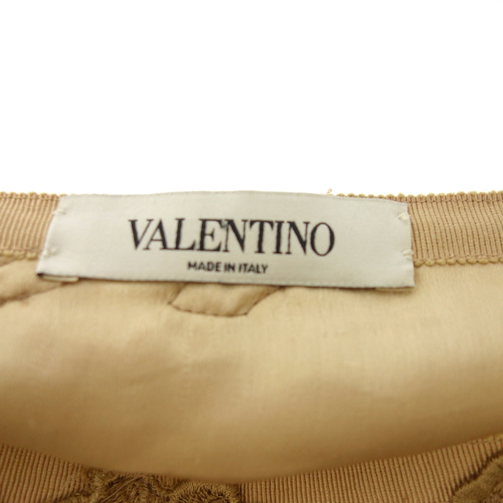 美品◆ヴァレンティノ コットン混レーヨン 花柄 レース タイトスカート レディース 4 ベージュ VALENTINO 【AFB34】