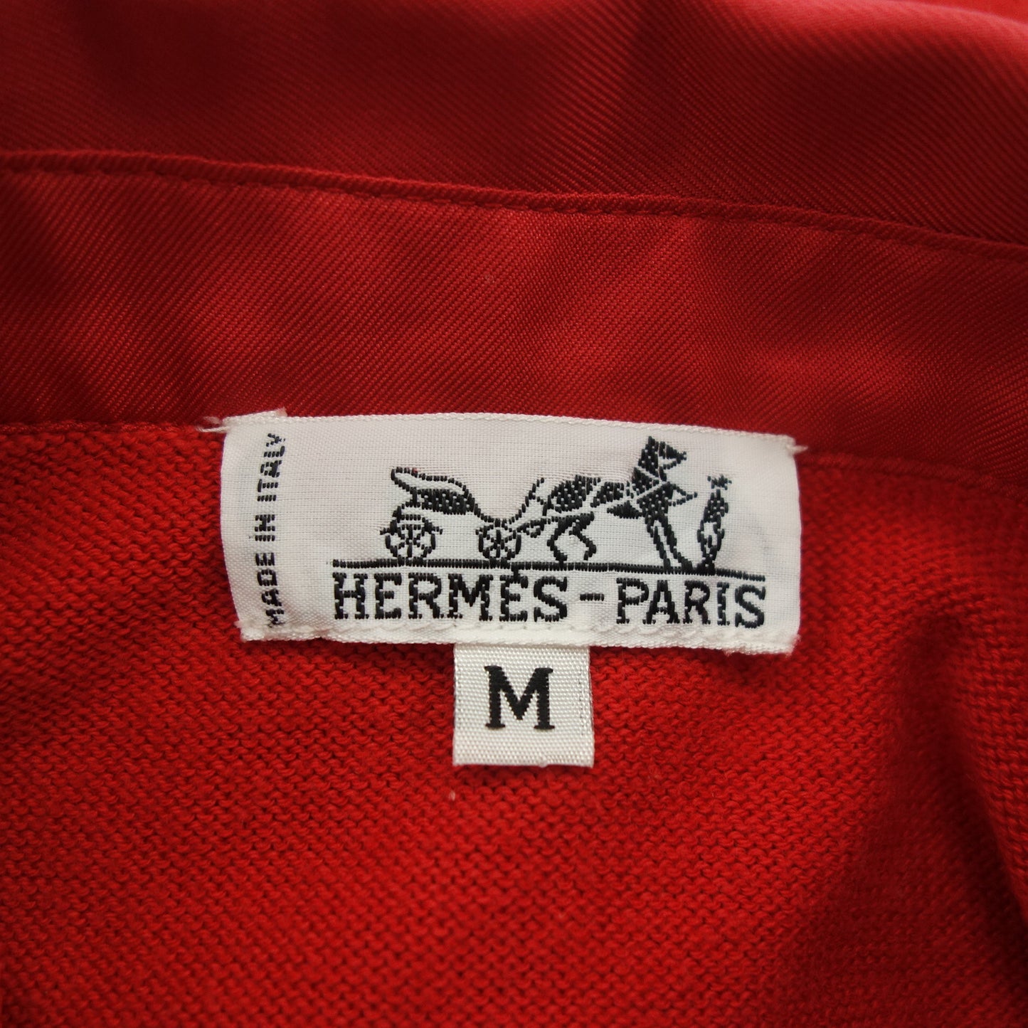 中古◆エルメス シルクシャツ スカーフ柄 ニット切替 レディース レッド M HERMES【AFB13】