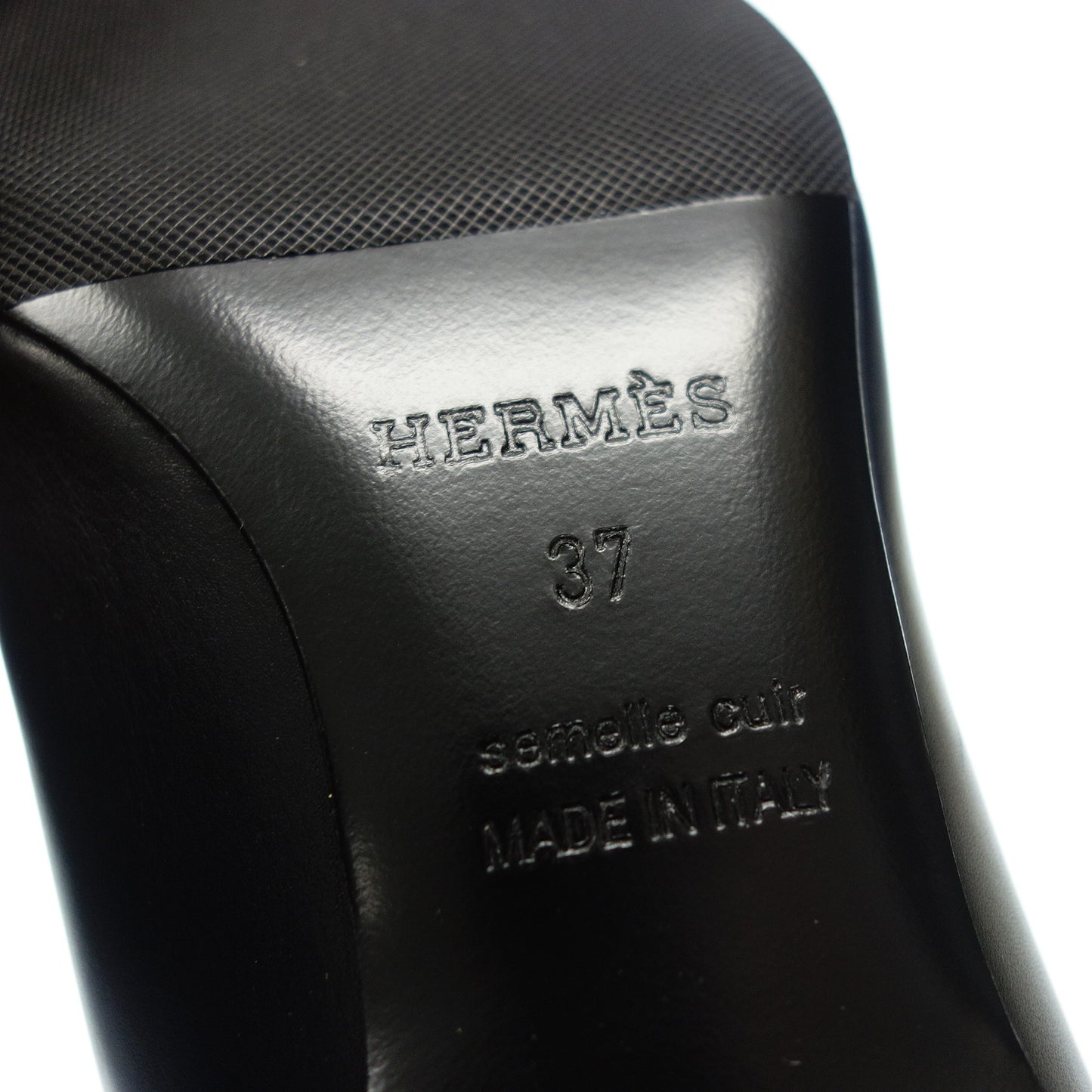 エルメス ショートブーツ レザープル サイドジップ レディース 37 黒 HERMES【AFC1】【中古】