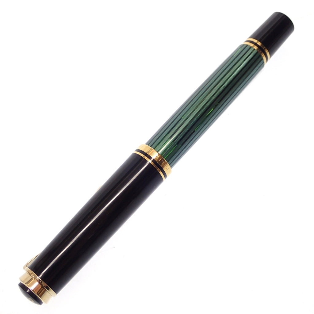 美品◆ペリカン 万年筆 スーベレーン ストライプ ペン先14C-585 字幅F 緑系 Pelikan Souveran【AFI8】